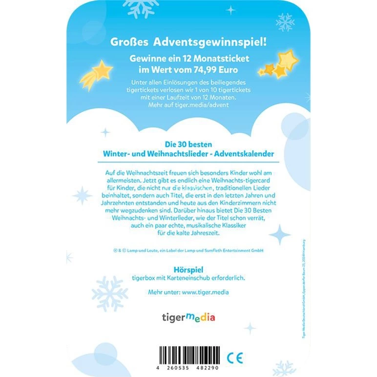 Tigerbox Tigermedia Hör-Adventskalender Die 30 Besten - Winter- Und Weihnachtslieder, Hörbuch – Bild 2